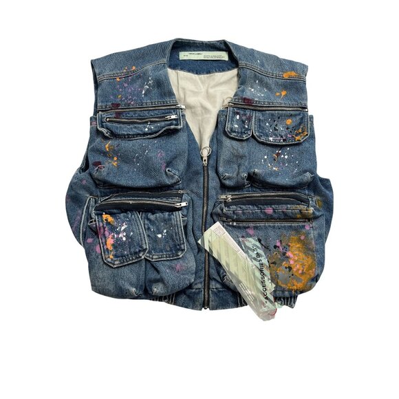 OFF-WHITE Vintage Paint Vest in Blue - Picture 1 of 5